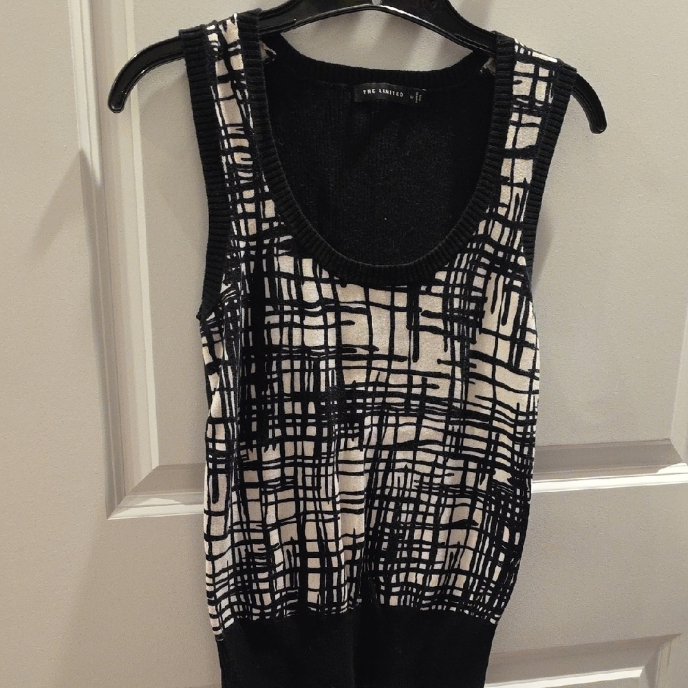 The Limited Black and Cream Patterned Tank Top